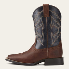 Ariat Kid's Brown Tycoon Square Toe Western Boots with Navy Tops