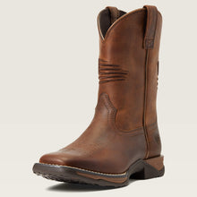 Pard's Western Shop Ariat Kid's Distressed Brown Anthem Patriot Western Boots with Embroidered American Flag