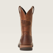 Ariat Kid's Distressed Brown Anthem Patriot Western Boots with Embroidered American Flag
