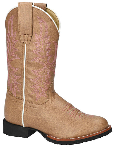 Pard's Western Shop Smoky Mountain Boots Kids Tan Mustang Western Boots with Pink Stitching