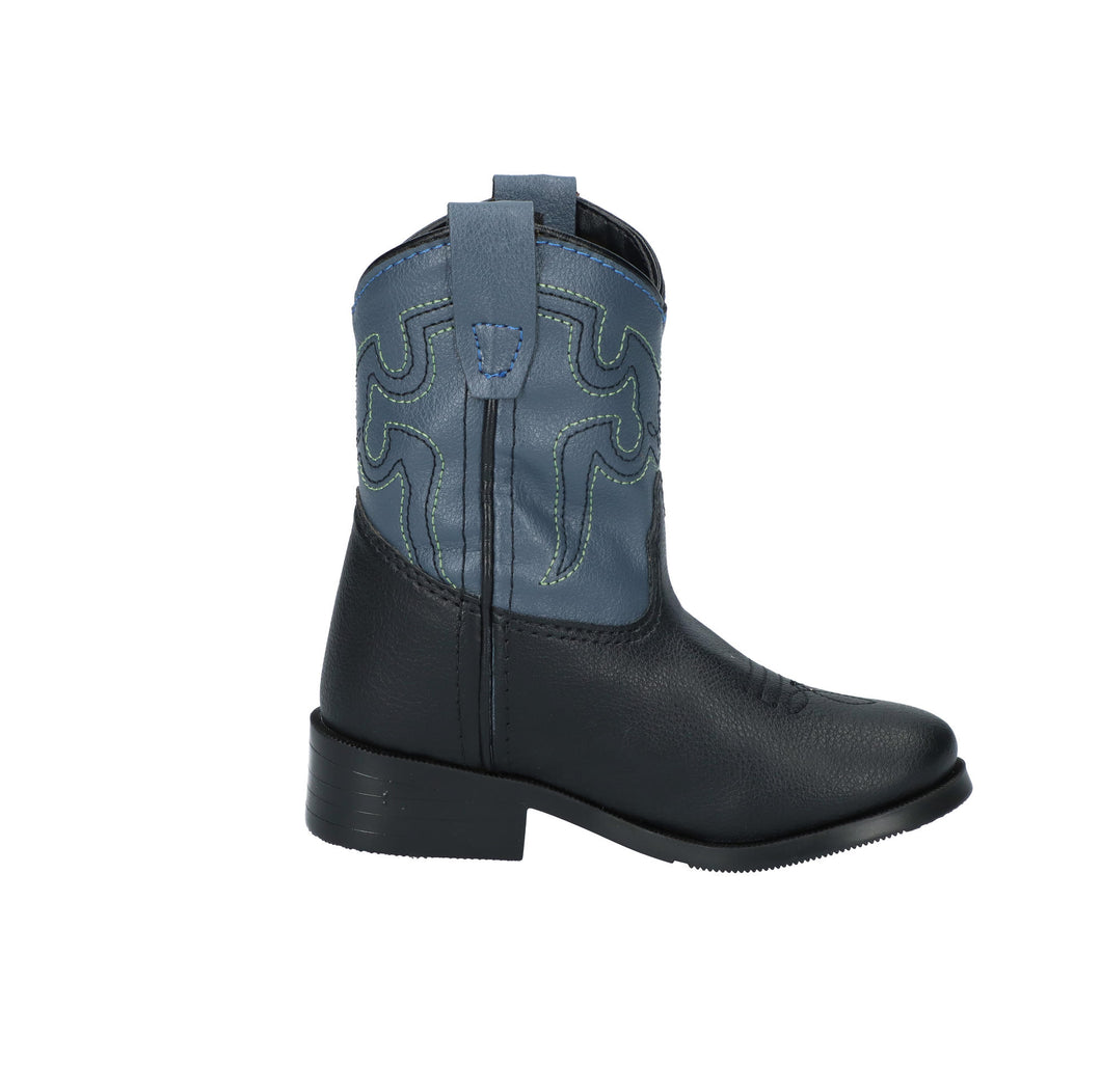 Pard's Western Shop Smoky Mountain Boots Black Monterey Boots with Blue Tops for Toddlers