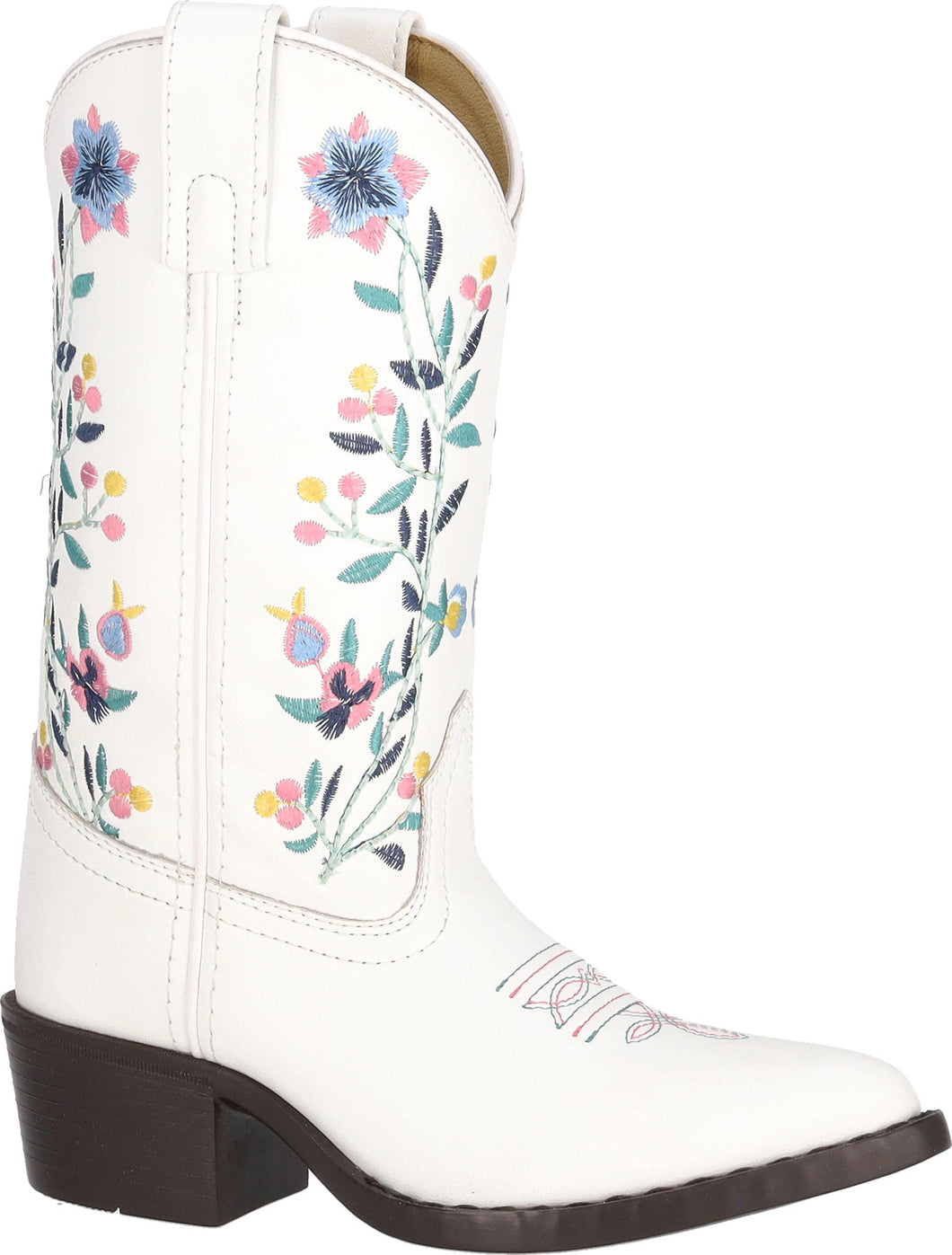 Pard's Western Shop Smoky Mountain Boots Lacey Floral Embroidered White Boots for Big Kids