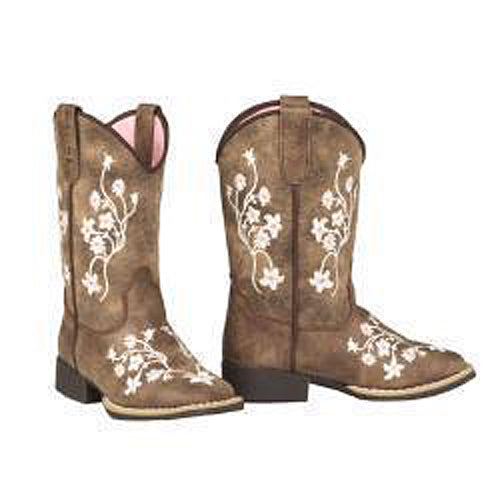 Pard's Western shop Twister Children's Brown Lily Boots with Floral Embroidery
