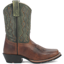 Dan Post Children's Brown Teddy Square Toe Boots with Green Tops