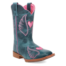 Pard's Western Shop Dan Post Children's Turquoise Sweet Caroline Boots with Pink Angel Heart Stitching