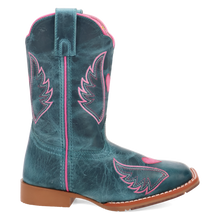 Dan Post Children's Turquoise Sweet Caroline Boots with Pink Angel Heart Stitching