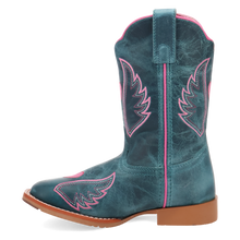 Dan Post Children's Turquoise Sweet Caroline Boots with Pink Angel Heart Stitching