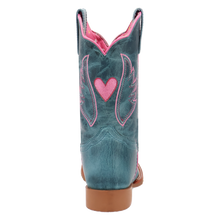 Dan Post Children's Turquoise Sweet Caroline Boots with Pink Angel Heart Stitching