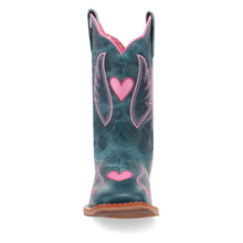 Dan Post Children's Turquoise Sweet Caroline Boots with Pink Angel Heart Stitching