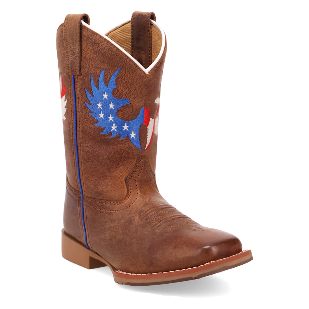 Pard's Western Shop Dan Post Children's Tan Freedom Flight Boots with Stitched Freedom Eagle on the Tops