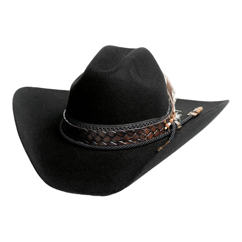 Pard's Western Shop Bullhide Hats Things Change Black Premium Wool Felt Hat with Leather Hat Band and Feather