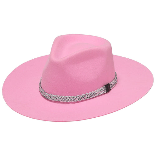 Pard's Western Shop Ladies Twister Pink Pinched Front Fashion Felt Hat with Decorative Braided Band