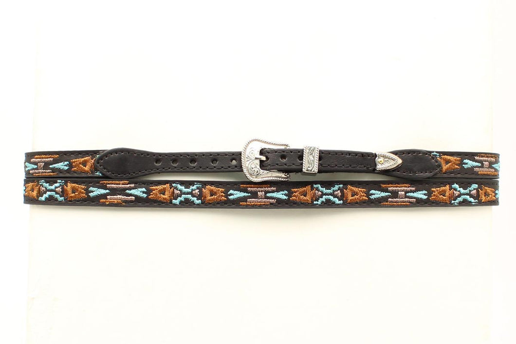 Pard's Western shop Black Hatband with Multi Colored Embroidered Aztec Design