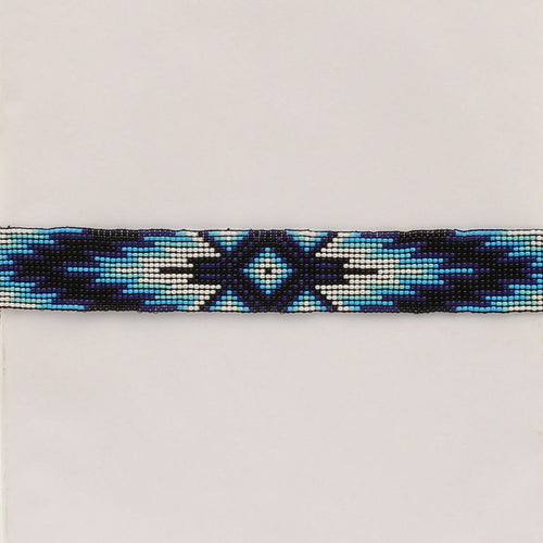 Pard's Western Shop Twister Blue Multi Tonal Southwest Beaded Pattern Stretch Hatband