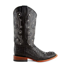Ferrini Men's Black Caiman Print Broad Square Toe Boots