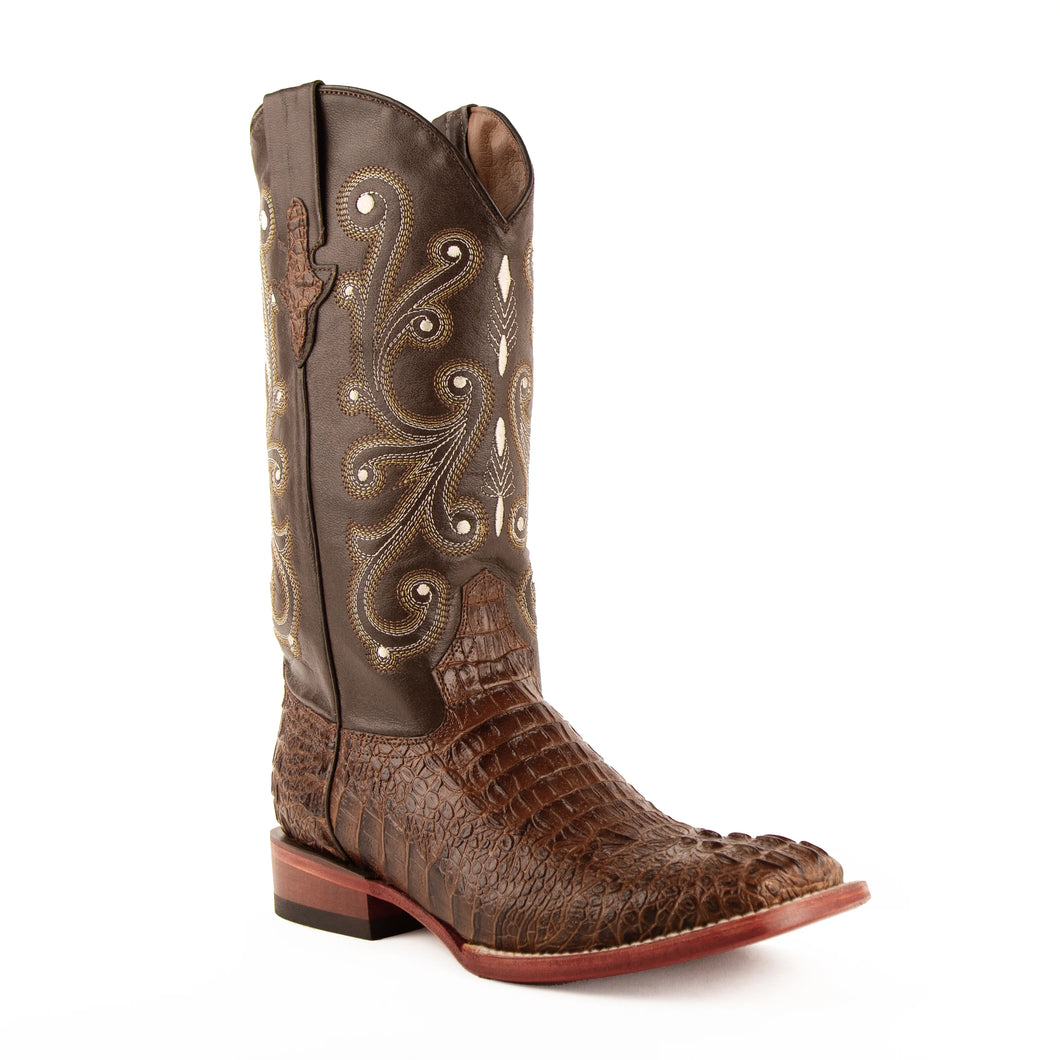 Pard's Western Shop Ferrini Men's Sport Rust Caiman Print Broad Square Toe Boots