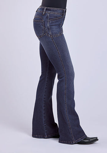 Pard's Western shop Women's Stetson 921 High Rise Flare Leg Medium Stonewash Jeans