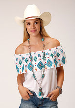 Pard's Western Shop Roper Apparel Women's White Southwest Embroidered Sleeveless Off Shoulder Top