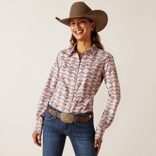 Pard's Western Shop Ariat Light Pink Aztec Print Stretch Kirby Button-Down Blouse for Women