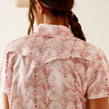 Ariat Pink/White Brush Stroke Print Short Sleeve VentTek Button-Down Blouse for Women