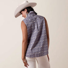 Ariat Women's Blue Granite Print Sleeveless Button-Down Billie Jean Blouse