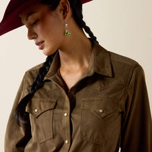 Ariat Women's Olive Autumn Drift Faux Suede Western Snap Blouse