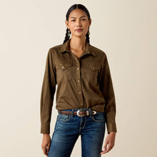 Pard's Western Shop Ariat Women's Olive Autumn Drift Faux Suede Western Snap Blouse