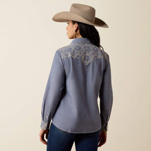 Ariat Women's Blue Riverstone Embroidered Western Snap Blouse
