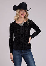 Pard's Western Shop Roper Apparel Women's Black Mesh "Velour" Aztec Burnout Top