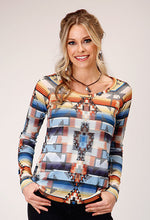 Pard's Western Shop Women's Roper Apparel Multi Colored Aztec Sublimation Print Knit Top