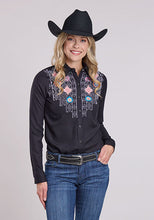 Pard's Western Shop Roper Apparel Women's Black Aztec Embroidered Yoke Western Snap Blouse