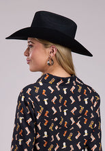 Roper Apparel Women's Black Boot Print Western Snap Blouse