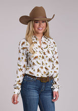 Pard's Western Shop Roper Women's Cream Barrel Racer Print Western Snap Blouse