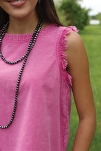 Cruel Girl Women's Pink Frayed Top with Concho Button Back