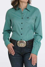 Pard's Western Shop Cinch Women's TENCEL Turquoise/Navy Stripe Button-Down Blouse