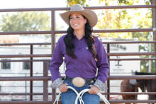 Cinch Women's Purple Micro Stripe Button-Down Stretch Blouse