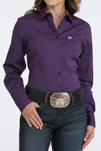 Pard's Western Shop Cinch Women's Purple Micro Stripe Button-Down Stretch Blouse