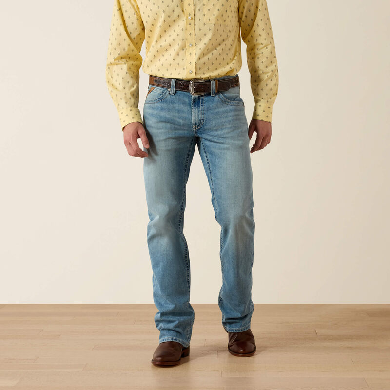 Pard's Western Shop Ariat M4 Relaxed Gus Light Stonewash Boot Cut Jeans for Men