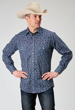 Pard's Western Shop Roper Apparel Men's Blue Ditsy Floral Print Western Snap Shirt