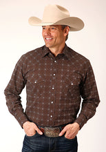 Pard's Western Shop Roper Men's Brown/White Retro Print Western Snap Shirt