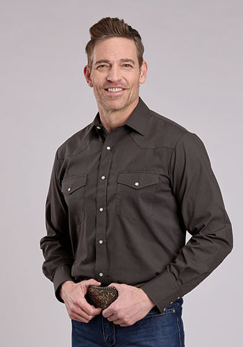 Pard's Western Shop Roper Apparel Men's Solid Brown Western Snap Shirt