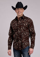 Pard's Western Shop Roper Apparel Men's Brown Paisley Print Western Snap Shirt