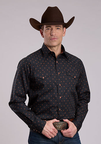 Pard's Western Shop Roper Apparel Men's Black Aztec Print Western Snap Shirt