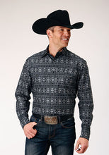 Pard's Western shop Roper Apparel Black/Gray Aztec Print Western Snap Shirt for Men