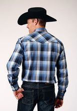 Roper Apparel Blue/Black/White Plaid Snap Western Shirt for Men