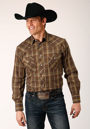 Pard's Western Shop Roper Men's Multi Brown Plaid Western Snap Shirt