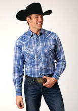 Pard's Western Shop Roper Men's Blue/White/Navy Plaid Western Snap Shirt