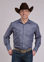 Pard's Western Shop Roper Apparel Men's Thin Blue Pinstripe Western Snap Shirt