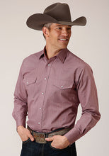 Pard's Western Shop Roper Men's Wine Tone on Tone Crosshatch Squares Snap Western Shirt for Men