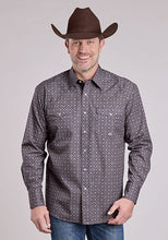 Pard's Western Shop Roper Apparel Men's Amarillo Collection Grey Diamond Print Snap Western Shirt
